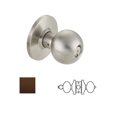 Cal-Royal BA Design Entry Knob Lock, 2-3/8 Backset, ASA Strike, Schlage C Keyway, US10B Dark Bronze BA00-10B-ULSLD238-KD